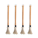 SafBbcue 18" Grill Basting Mops With 4 Replacement Heads and 4 Wooden Long Handle for BBQ Grilling Smoking Steak Ribs, Chicken, Brisket, Spreading Marinade/Oil, for Cooking or Cleaning - Pack of 4 SafBbcue