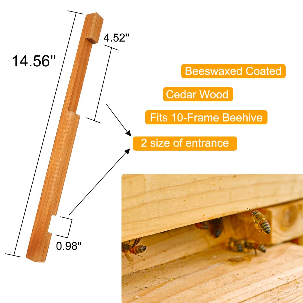 BeeCastle Beeswaxed Beehive Entrance Reducer 10 Frame Wood Hive Beeswax Coated Entrance Protector for Beekeeping BeeCastle