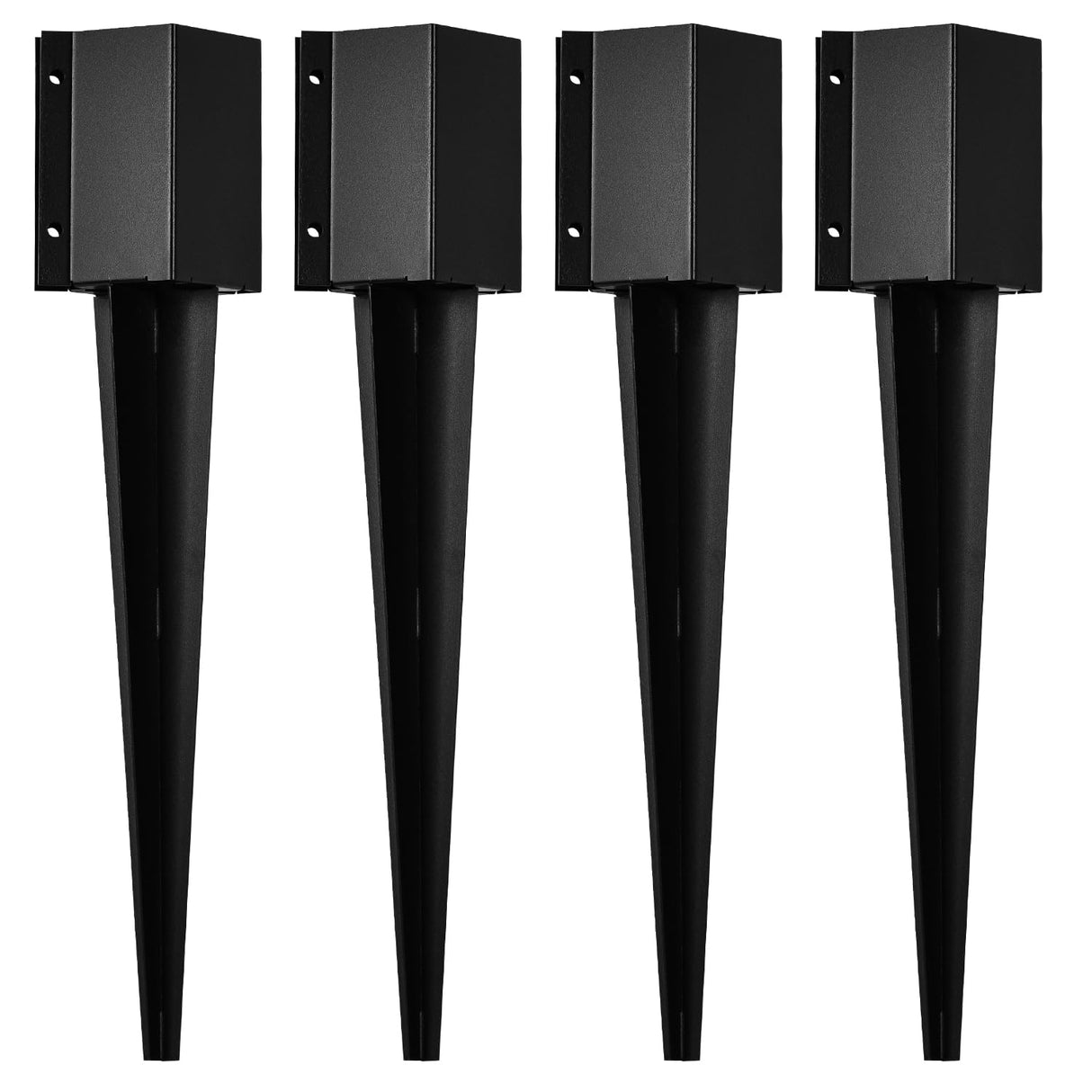 36 inch Fence Post Anchor Ground Spike, LAVANE Set of 4 Heavy Duty Metal Black Powder Coated Post Stake Support Base - Outer Dimension: 4"x4" (Fit 3.5"x3.5" Mailbox or Fence Post) La Vane