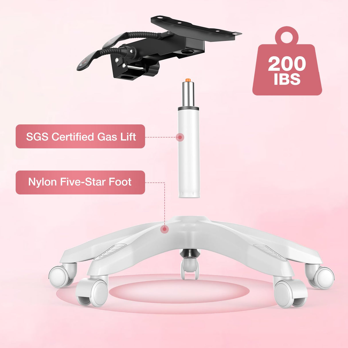 HOFFREE Pink Gaming Chair with Massage for Girls Cute Computer Gamer Chair with Footrest and Lumbar Support Reclining PC Game Chair with Headrest for Gaming Room HOFFREE