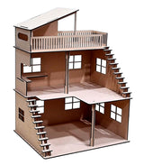 StonKraft Wooden Doll House Dollhouse - Home Decor, Construction Toy, Modeling Kit, School Project - Easy to Assemble 3D Puzzle StonKraft