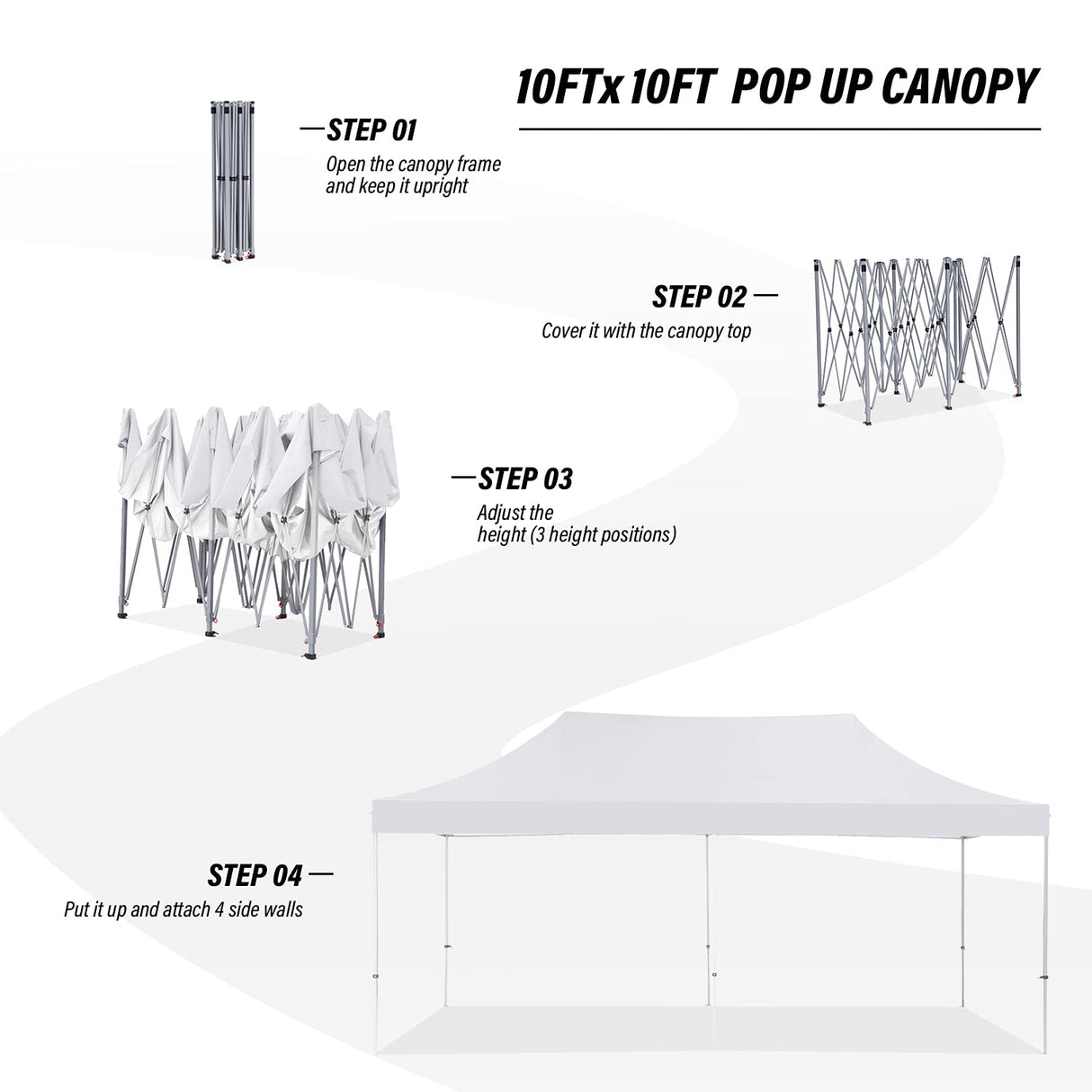 10x20 FT Pop up Canopy, Wonlink Folding Heavy Duty Height Adjustable Instant Shelter Gazebos with Wheeled Bag Waterproof Wonlink