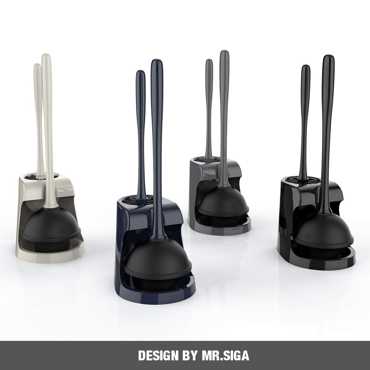 MR.SIGA Toilet Plunger and Bowl Brush Combo for Bathroom Cleaning, Black, 1 Set MR.SIGA