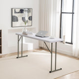 BTEXPERT 5-Foot - 60" Long White Plastic Folding Seminar Training Table Portable 18" Wide Narrow, 29" High, Events Indoor Outdoor Lightweight BTEXPERT