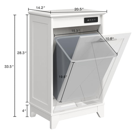FiveWillowise Tilt Out Trash Cabinet, Kitchen Trash Can Cabinet w/Negative ion and deodorizing Function, Dog Proof 20 Gallon Garbage Can Cabinet for Kitchen, Bathroom, Living Room, White FiveWillowise
