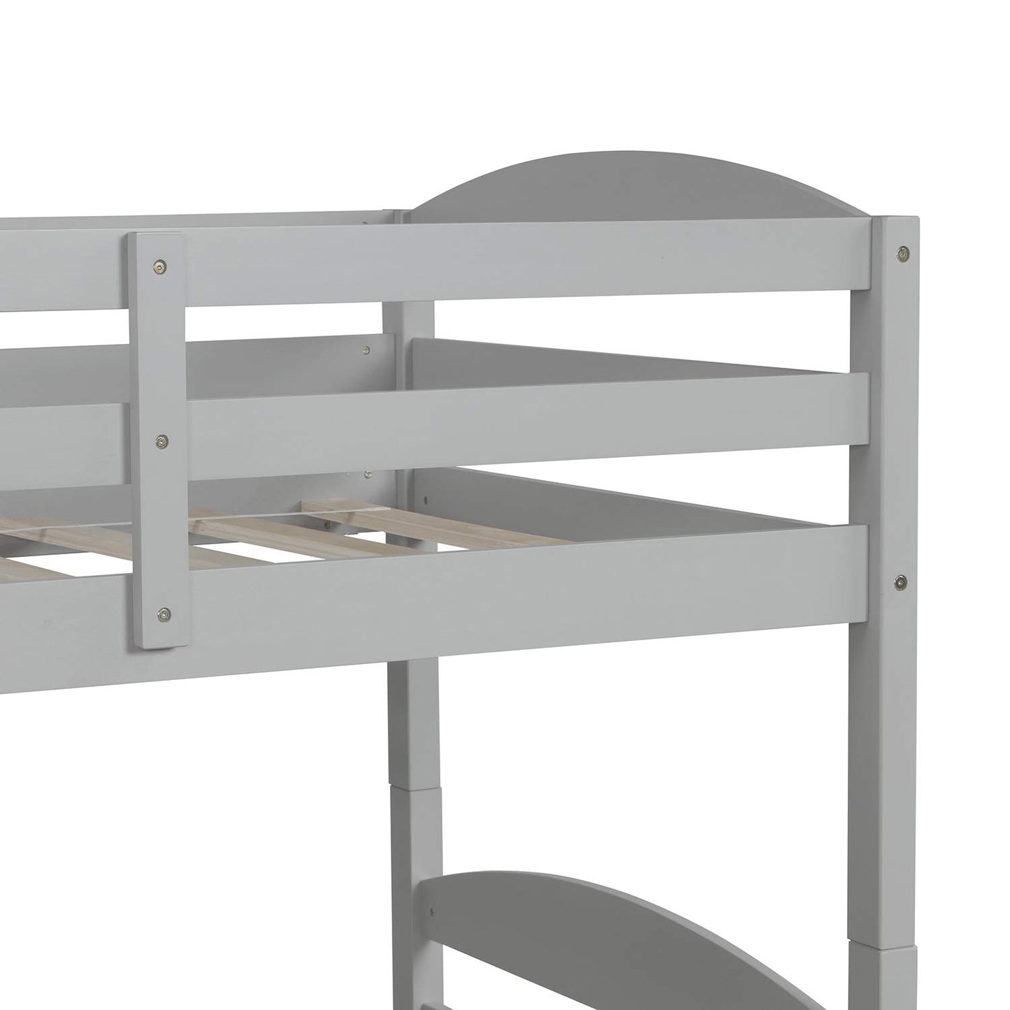 Harper & Bright Designs Quad Bunk Bed with Trundle, L Shaped Bunk Bed for 4 Kids, Wooden Twin Bunk Bed Frame for Kids Teens Adults (Gray)