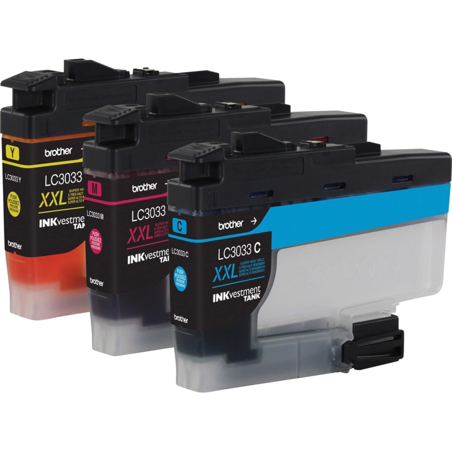 Brother Genuine LC30333PKS 3-Pack, Super High-yield Color INKvestment Tank Ink Cartridges; Includes 1 Cartridge each of Cyan, Magenta & Yellow, Page Yield Up to 1,500 Pages/Cartridge, LC3033