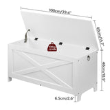MAHANCRIS 39.4" Toy Chest, Sturdy Entryway Storage Chest with Safety Hinges, Retro Toy Box, Wooden Look Accent Furniture for Living Room, Bedroom, White SCWT48101Z1 MAHANCRIS