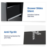 Cozy Castle Modern Buffet Cabinet with Drawers, Wood Sideboard Buffet Cabinet with 3 Acrylic Glass Doors, Freestanding Bar Cabinet, Black Cozy Castle