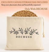 Round Woven Placemats Set of 6 (15 Inch) with Canvas Bag – Handwoven Water Hyacinth Table Mats, Boho Farmhouse Dining Decor, Heat Resistant Wicker Chargers by DECHUSE Dechuse