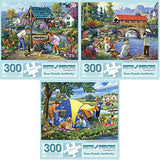 Bits and Pieces Set of 3 Jigsaw Puzzles 300 Pieces - Summer in the Village Bits and Pieces