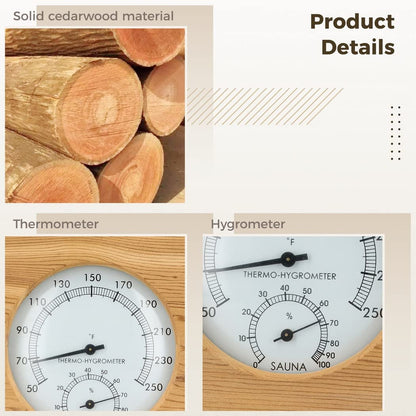 Homaisson 2 in 1 Wooden Sauna Hygrothermograph, Sauna Thermometer and Hygrometer, Indoor Humidity Temperature Measurement Sauna Room Equipment and Accessories