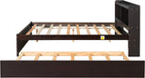 Harper & Bright Designs Full Bed Frame with Trundle, Full Trundle Bed with Bookcase Headboard, Wood Full Size Platform Bed with Twin Trundle Bed Under for Kids Girls Boys, Espresso Harper & Bright Designs