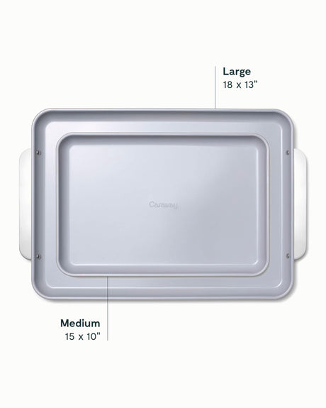 Caraway Non-Stick Ceramic Baking Sheet Duo - Naturally Slick Ceramic Coating - Non-Toxic, PTFE & PFOA Free - 18 x 13" Large & 15 x 10" Medium - Marigold Caraway