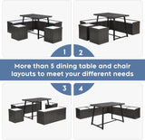 XIAO WEI Corner Dining Table Set with Storage Stool and Storage Bench,47 Inch Rustic Brown Breakfast Nook with Banquette Seating,6 Pieces Dining Table Set Corner Booth for Kitchen and Dining Room XIAO WEI