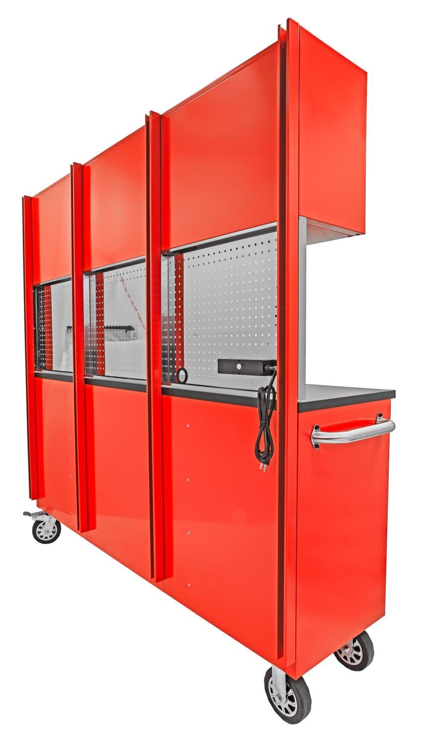 JEGS 72 in. 11-Drawer Rolling Tool Cabinet with Upper Storage [Red] JEGS