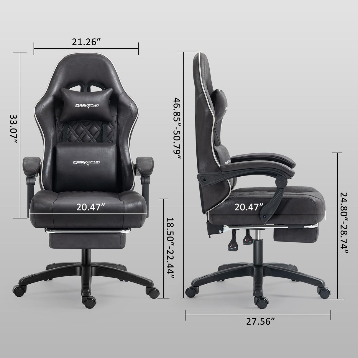 Darkecho Gaming Chair Fabric with Pocket Spring Cushion,Massage Office Chair with Footrest and Linkage Armrests,Ergonomic Adjustable Desk Computer Chair with Headrest and Lumbar Support Black Darkecho