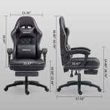 Darkecho Gaming Chair Fabric with Pocket Spring Cushion,Massage Office Chair with Footrest and Linkage Armrests,Ergonomic Adjustable Desk Computer Chair with Headrest and Lumbar Support Black Darkecho