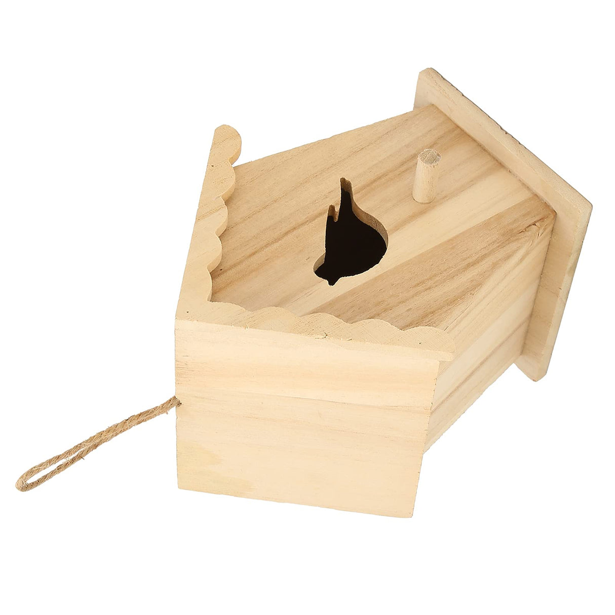 Wood Birdhouse,Unfinished, DIY Bird House Wood Birdhouse Birdhouse to Paint for Birdwatching Wood Frame for Finches and Songbirds Walfront