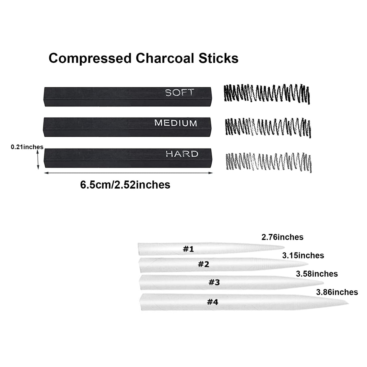 CAMATTO 14 PCS Blending Stumps and Tortillions Paper Art Blenders Tool with Sandpaper Pencil Sharpener Pointer Compressed Charcoal Sticks for Student Artist Charcoal Sketch Drawing Shading CAMATTO
