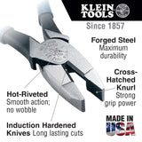 Klein Tools 80020 Plier Set with Lineman's Pliers, Diagonal Cutters, and Needle Nose Pliers, Made in USA with Induction Hardened Knives, 3-Piece Klein Tools