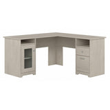 Bush Furniture Cabot 60W L Shaped Computer Desk with Storage in Linen White Oak Bush Business Furniture