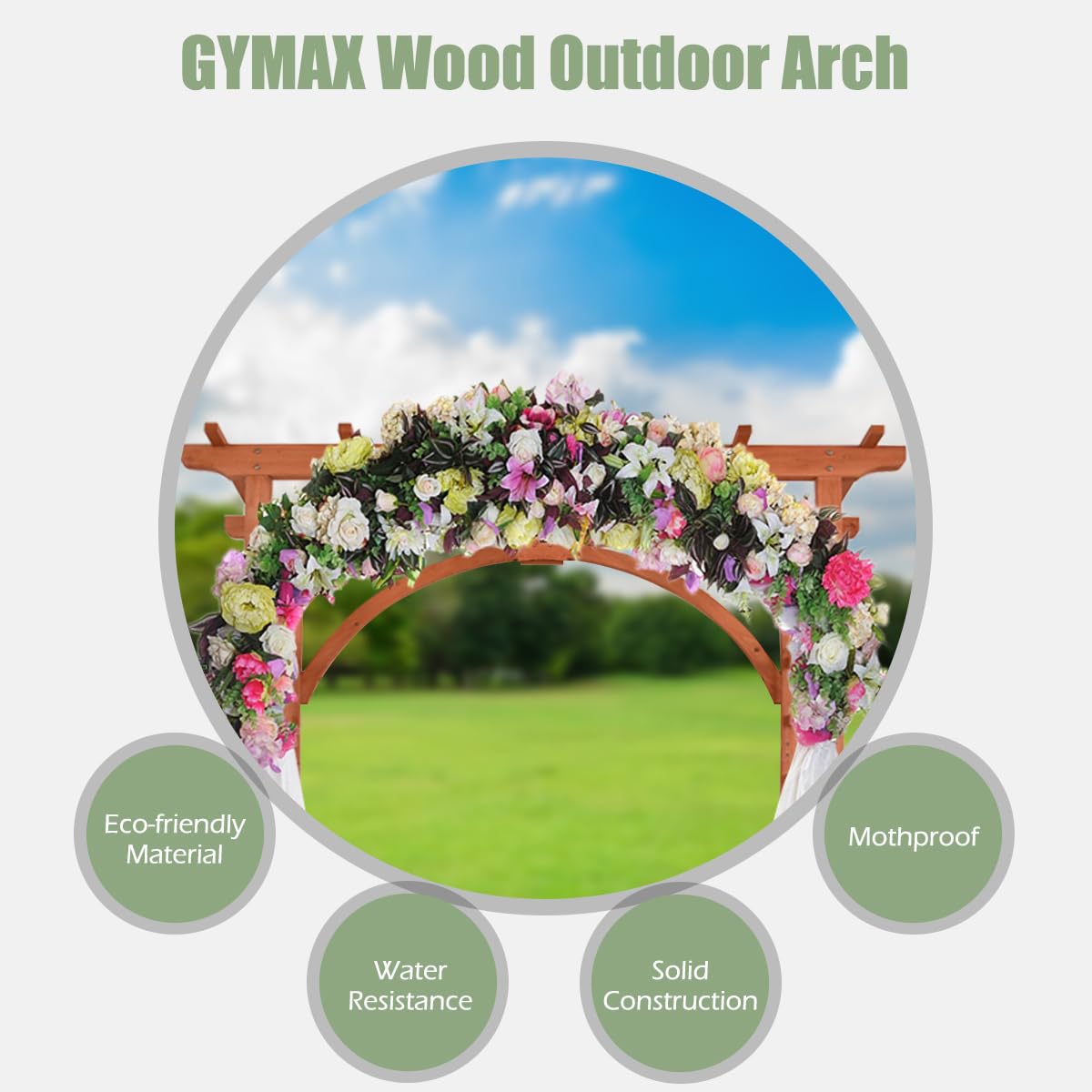 GYMAX Wood Arbor Arch, 85" Garden Archway Arch Lattice Trellis Pergola for Backyard Lawn Climbing Plants, Outdoor Ceremony Wedding Bridal Decor GYMAX