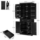TEENFON 72” Kitchen Pantry Cabinet, with 6 Hanging Shelves & 1 Large Drawer, Adjustable Shelf, for Dinging Room, Living Room, Black TEENFON