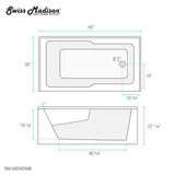Voltaire 60 in. x 32 in. Acrylic Matte Black, Skirted Alcove, Integral, Right-Hand Drain, Apron Bathtub Swiss Madison