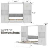 Farmhouse Murphy Bed Queen, 85" Wall Bed Folds to Save Space, Concealed Bed Frame with 2 Storage Cabinets and Wall Mounted Features for Apartment/Office/Guest Room Bobve
