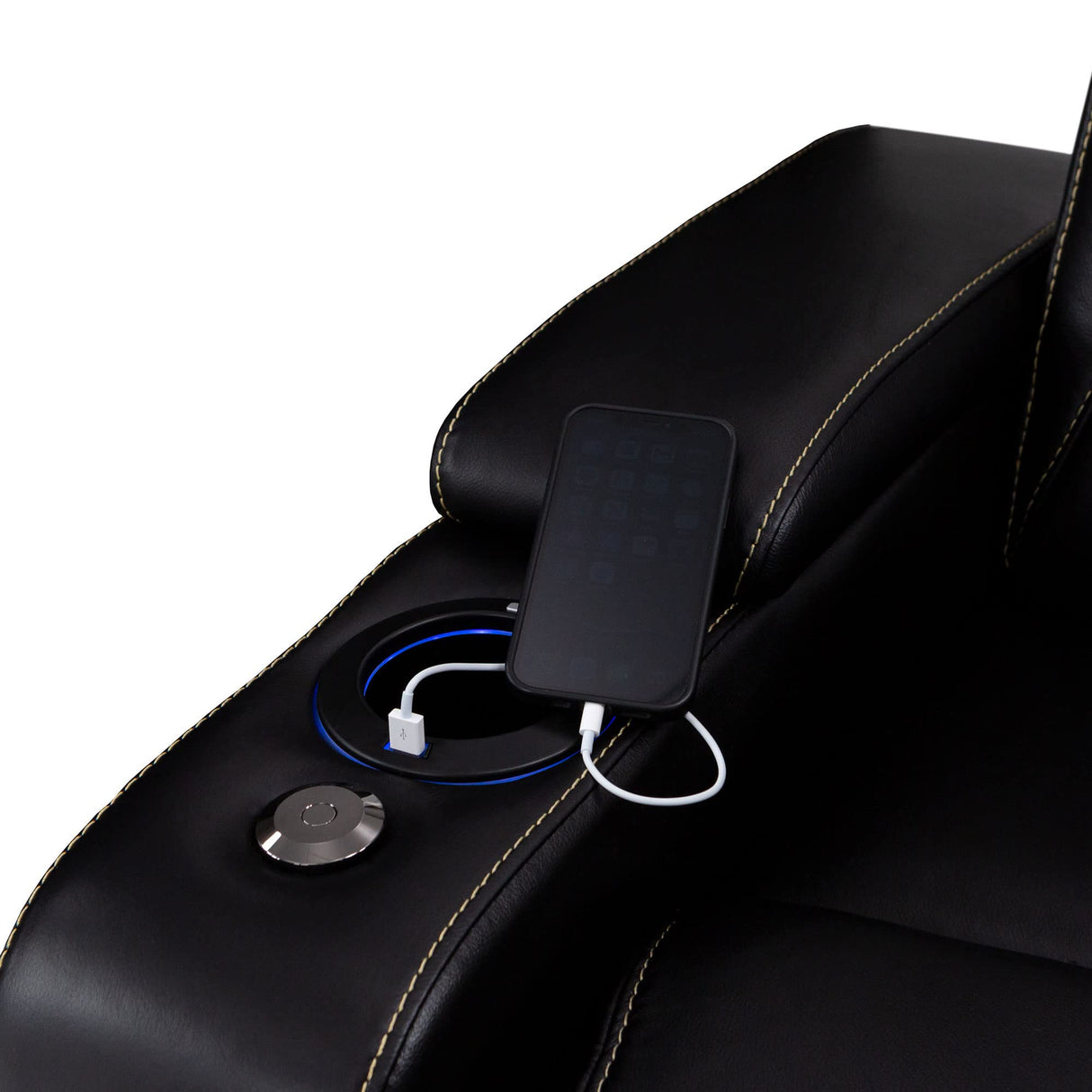 Seatcraft Paladin Home Theater Seating, Heat & Massage, Powered Headrest, Powered Lumbar, Italian Leather, Powered Recline, Single Recliner, Black Seatcraft