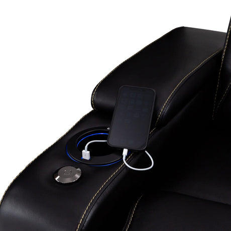 Seatcraft Paladin Home Theater Seating, Heat & Massage, Powered Headrest, Powered Lumbar, Italian Leather, Powered Recline, Single Recliner, Black Seatcraft