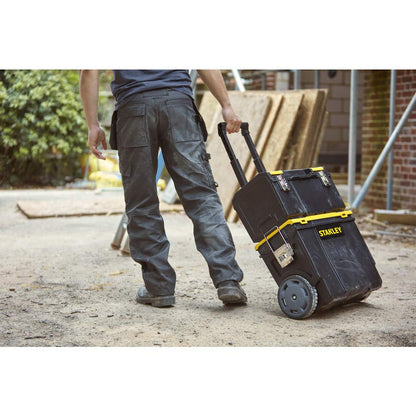 STANLEY 3 in 1 Rolling Work Centre Toolbox with Pull Handle, Detachable Toolbox with Portable Tote Tray, 1-70-326 - WoodArtSupply