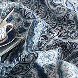 Autumn Dream Cotton Bedspread Quilt Sets, 3 Pieces Reversible Comforter Coverlet Sets,Blue Floral Paisley Bedspread,King Size Autumn Dream