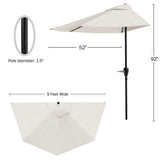 Half Umbrella Outdoor Patio Shade - 9 ft Patio Umbrella with Easy Crank - Small Canopy for Balcony, Table, or Deck by Pure Garden (Tan) Pure Garden