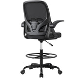 ORRSAKER Tall Drafting Chair with Lumbar Support and Footrest Ring, Supportive Tall Extended Height Ergonomic Desk Chair for Home Work, Breathable Tall Mesh Office Chair with Flip up Arms(Black) ORRSAKER