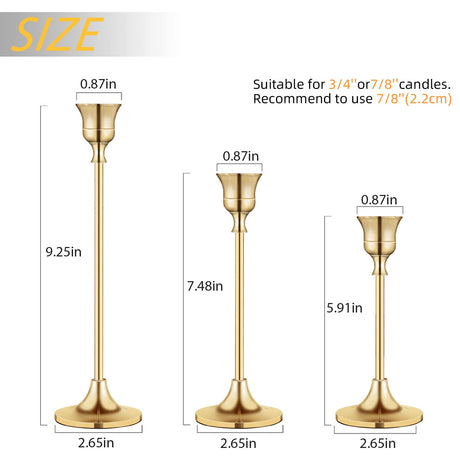 Candlestick Holders,Taper Candle Holder for Candlesticks Gold Brass Vintage Candle Stick Candle Holder Candelabra Candle Holder for Fireplace Party Dining Home BEZURA