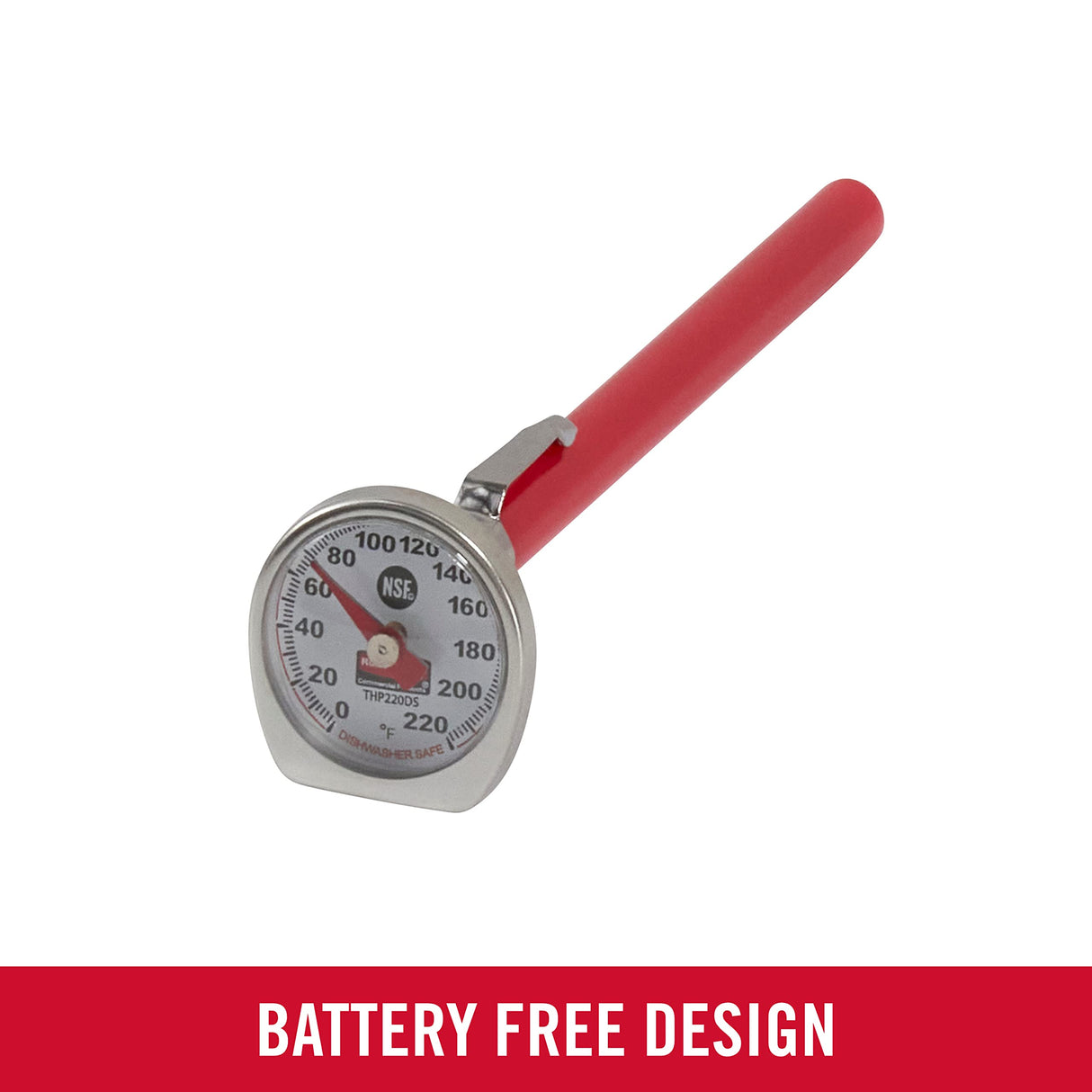 Rubbermaid Commercial Products Food/Meat Instant Read Thermometer, Pocket Size, Dishwasher Safe, Red, For Meat/Food Cooking and Grilling/Oven Rubbermaid Commercial Products