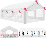 COBIZI 13x26 Party Tent Heavy Duty for Parties, Galvanized Wedding Event Shelter, Large Outdoor Gazebo with Removable Sidewall & Built-in Sandbag, Carpas para Fiestas, Waterproof, White COBIZI