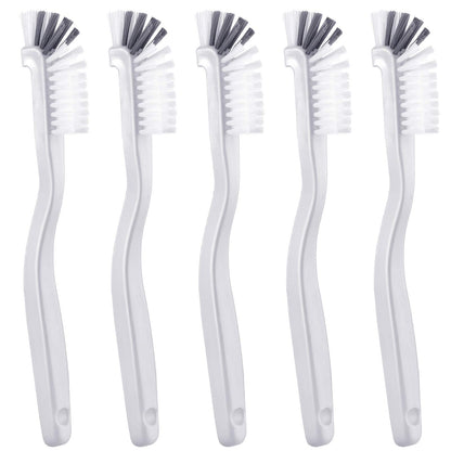 5 Piece Cleaning Dish Scrub Brush Kitchen Sink Bathroom Brushes, Household Pot Pan Dishwasher Edge Corners Grout Deep Cleaning Brush with Stiff Bristles (White and Black)