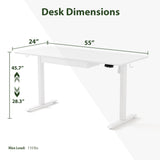 Agilestic Adjustable Height Electric Standing Desk with Storage Wooden Drawer, 55 x 24 Inches Stand Up Home Office Computer Gaming Table with Splice Board for Work Office Home, White Agilestic
