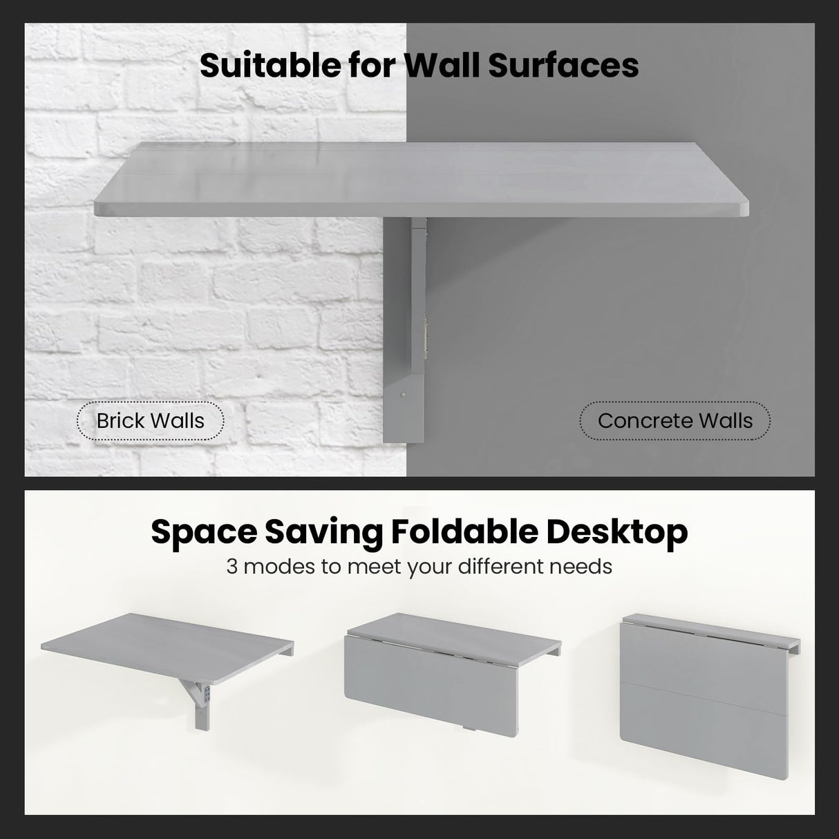 Tangkula 31.5" x 23.5" Wall Mounted Table, Folding Wall Mounted Murphy Desk Drop-Leaf Table, Space Saving Fold Down Floating Desk for Study, Bedroom, Bathroom or Laundry Room Tangkula