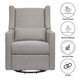 Babyletto Kiwi Electronic Power Recliner and Swivel Glider with USB Port in Performance Grey Eco-Weave, Water Repellent & Stain Resistant, Greenguard Gold and CertiPUR-US Certified babyletto