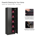 Metal Storage Cabinet with Doors, Black Bookshelf with Adjustable Shelves, Garage Storage Cabinet, 5 Tier File Cabinets, Tall Bookshelf Enclosed Bookcase for Home Office, Living Room, Library Generic