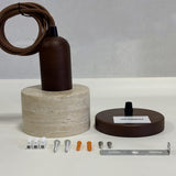 SEEAIRSHOP Natural Stone Shade Cylinder Pendant Light Walnut Wood Hainging Light Kit Retro Mini Pendant Lamp Nordic Pendant Lighting for Kitchen Island SEEAIRSHOP