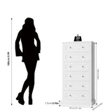 FACBOTALL 6 Drawer Dresser, 56" Tall White Dresser with Mental Double Handles, Chest of Drawers Cabinet for Hallway Living Room FACBOTALL