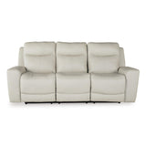 Signature Design by Ashley Mindanao Modern Leather Match Power Reclining Sofa with Adjustable Headrest and USB Ports, Light Gray Signature Design by Ashley