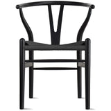 2xhome - Wishbone Solid Wood Armchair with Arms Open Y Back Farmhouse Dining Office Chair with Woven Black Seat (Black), Single, Set of 1 2xhome