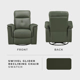 Lexicon Swivel Glider Recliner Chair, Comfy Nursery Glider, Top Grain Leather Match Recliner, Manual Reclining Chair for Living Room/Office/Apartment, Green Lexicon