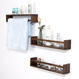 AZSKY Nursery Book Shelves 24 in Set of 3 Walnut Floating Bookshelf for Kids Room Wall Mounted Floating Shelves Solid Nursery Bookshelf Perfect Decor for Kitchen Bedroom Living Room AZSKY